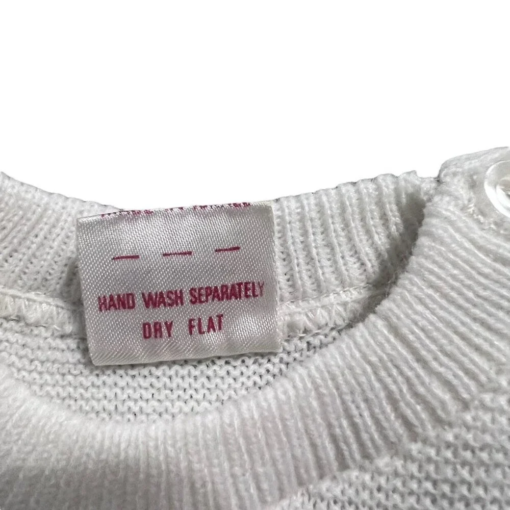 Vintage Friemanit L (6-12m) Fox Striped Sweater Bubble Romper